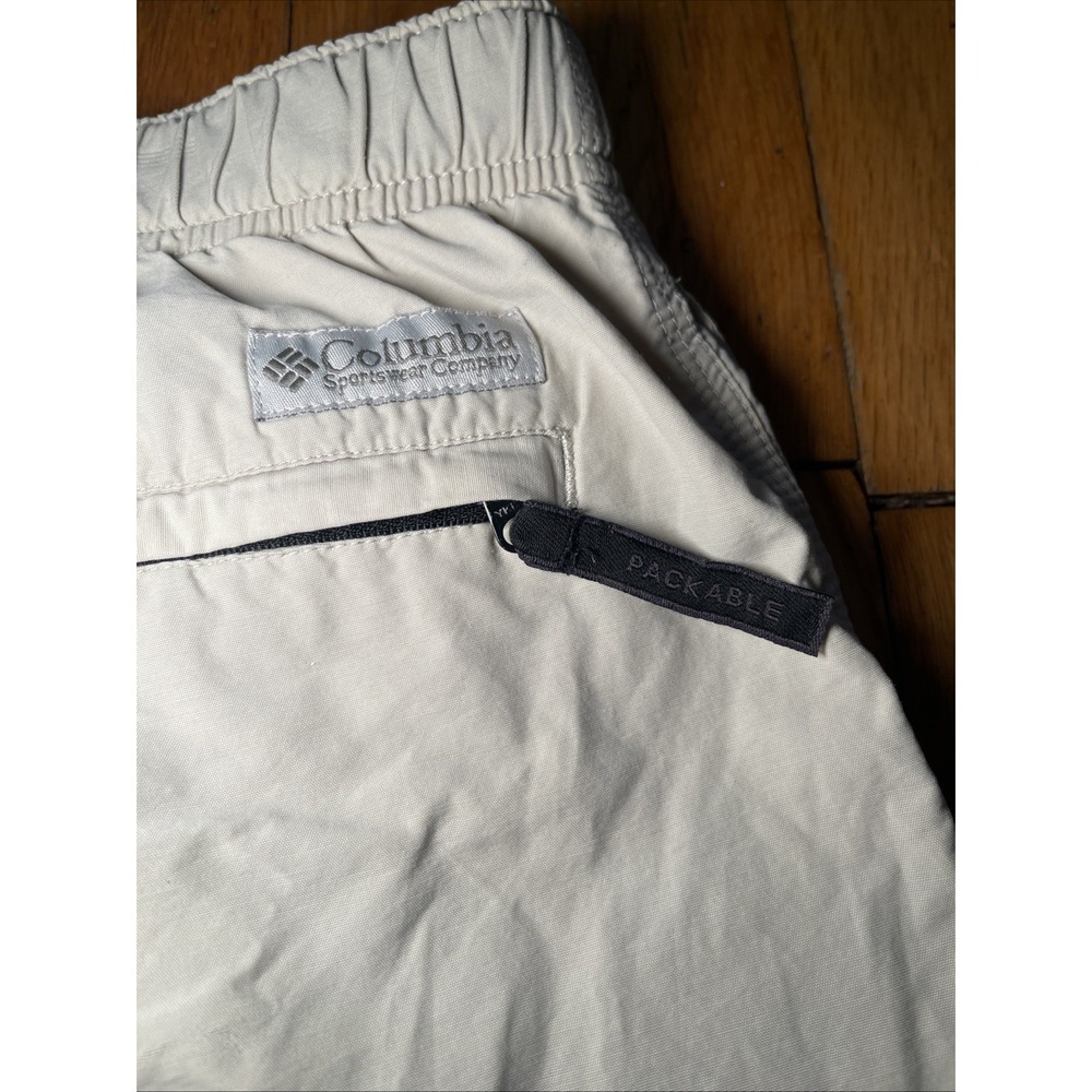 Columbia Cargo Hiking Shorts Men M Packable Adjustable Elastic Waist Nylon Khaki - Picture 8 of 10